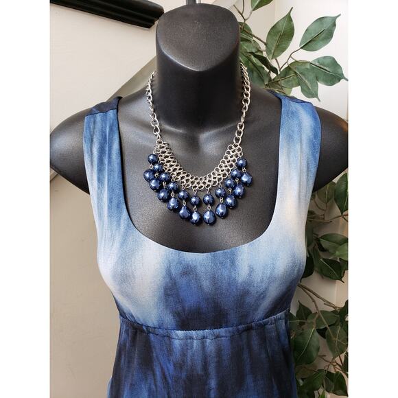 Snap Blue Sleeveless Sheath Maxi Dress - Picture 3 of 12